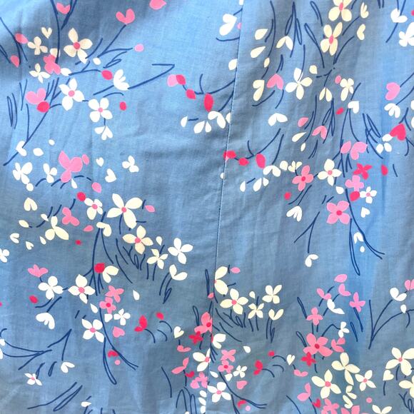 VTG Malia Honolulu Womens Midi Dress 10 Blue Floral Dainty Feminine Retro Cotton - Picture 4 of 16